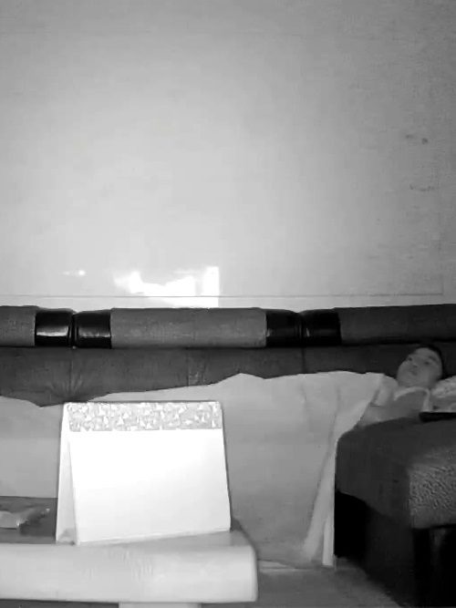 Invading home surveillance cameras: young woman masturbating on the couch at home alone
